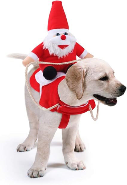 Idepet Felpa Cane Natale Cappotto Per Cani Natale Con Babbo Natale A Cavallo Sul Cane Abbigliamento Natale Rosso Amazon It Casa E Cucina