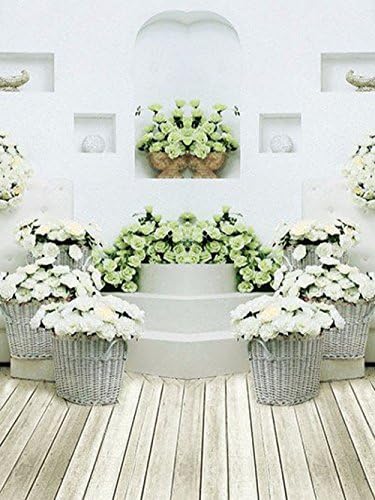 Adele728 6.5 Ft5 Ft White Wall Photography Background Collapsible Photo Floral Backdrops