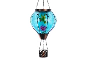 Giole Hot Air Balloon Solar Lantern with Flickering Flame, Hummingbird Outdoor Solar Lantern Waterproof Solar Light for Patio, Garden, Porch