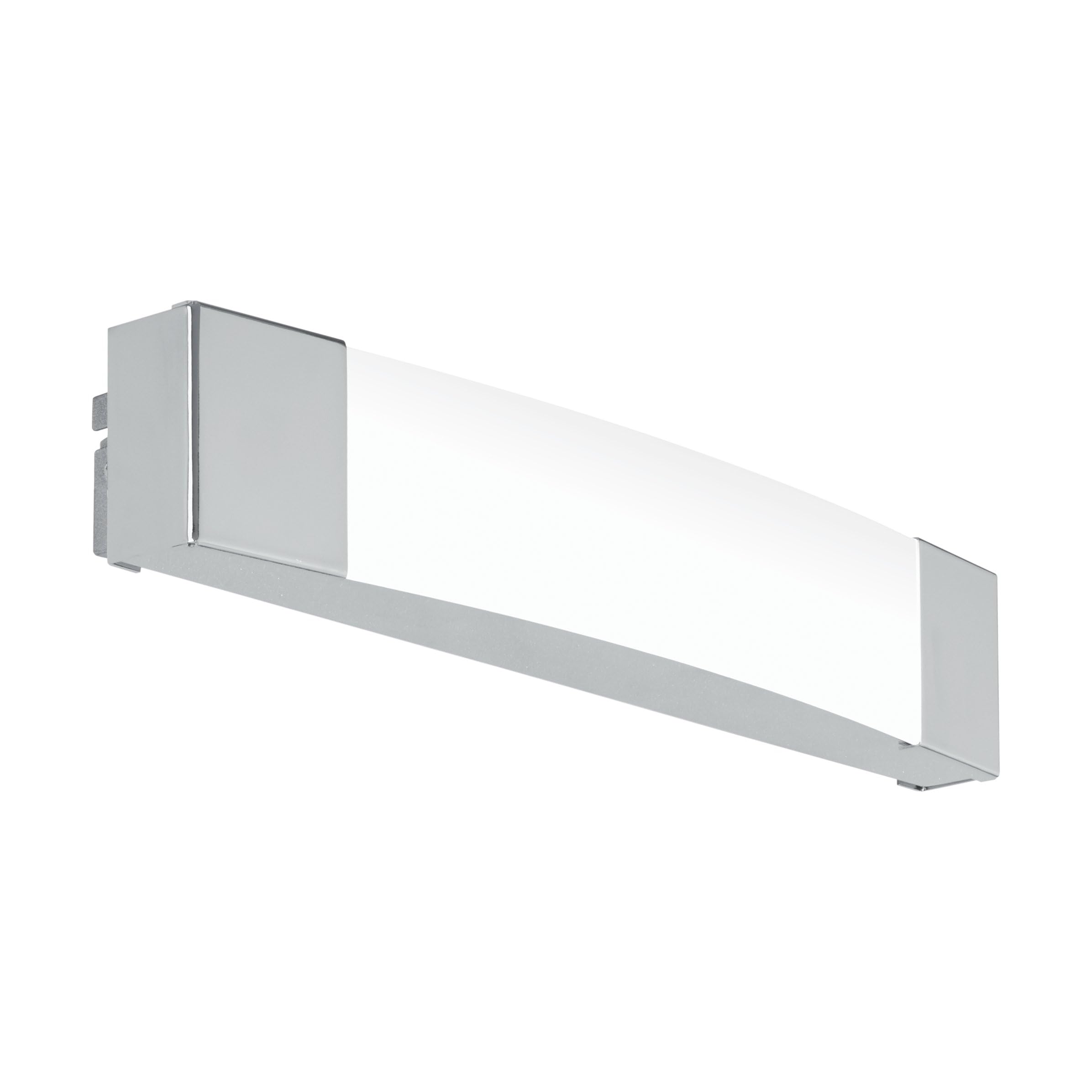 Eglo LED Wall Light Siderno, 1-Flame Wall Lamp, LED Mirror Light Made of Steel and Plastic, Bathroom Lamp in Chrome, Satin Finish, LED Damp Room Light, IP44, Length 35 cm