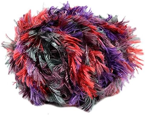 Crystal Palace Splash #9405 Kelim - Purple, Red, Burgundy, Grey - Feather Boa Short Eyelash Yarn 100 gram 85 Yards