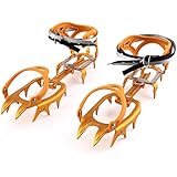 LESHP 14 Teeth Bundled Crampon Cleats Snow Ice Gripper Claws Hiking Climbing Shoe Covers Equipment(GOLD)