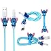 Cute Blue Stitch Cartoon Animal Kawaii Spring Cable Protector Cover Saver Sleeves/Cord Management+Charging Data USB Cable+Cable Ties Reusable Fastening/Cable Straps Organizer for Apple iPhone iPad
