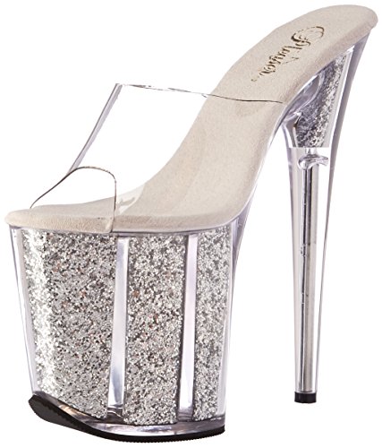Pleaser women s flam801g/c/sg platform sandal, clr/slv …