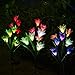 Outdoor Solar Garden Stake Lights - 3 Pack Eastred Solar Flower Lights with 12 Lily Flower, Multi-Color Changing LED Solar Decorative Lights for Garden, Patio, Backyard (Bule,Purple and White)