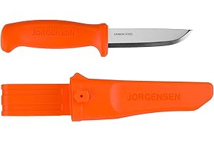 Jorgensen 8.25" Companion Fixed Blade Bushcraft Knife with Sheath, SK5 Carbon Steel Blade with Ergonomic Handle, Outdoor Full Tang Knife for Camping, Hiking