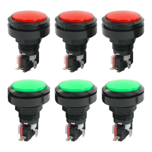 Uxcell a14010600ux0852 SPDT Head Cap Momentary Game Machine Arcade Button Micro Switch, 6 Piece, Red/Green