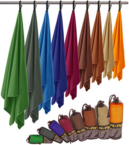 Fit-Flip Swimming towel – quick dry microfibre beach towel - ultra absorbent thin microfiber towels for travel, beach & gym - lightweight swim essentials