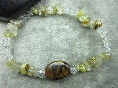 Genuine Bronzite, Herkimer Diamond Quartz and Golden Rutilated Quartz Healing Bracelet Bliss