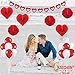 Valentines Day Decoration Set - Pack of 21 | Red Heart Garland for Valentines Day Decor | Red and White Paper Pompoms with Latex Balloons for Valentines Day Office Decorations | Valentine Decorations