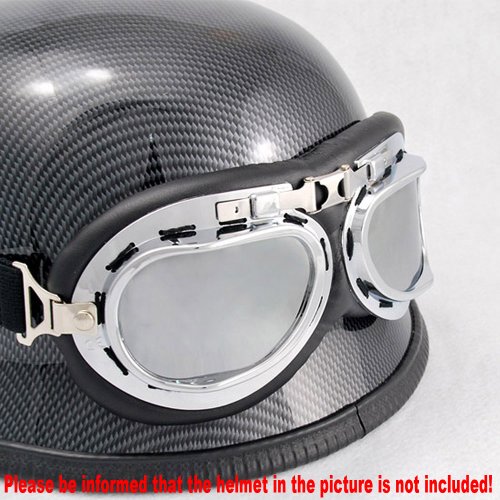 WWII RAF German Military Army Aviator Chrome Sun UV Wind Eye Protect Goggle For Motorcycle ATV Bike Bicycle Helmet - Thumbnail 5