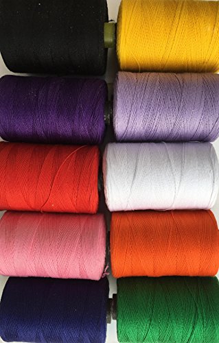 10 Sewing Overlocking 100% Pure Cotton Threads for Sewing Machines/Hand Stitching 1,000 Yards Each - Ideal for Sewing, Quilting and Much More use.