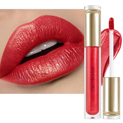 ilembane Cherry Red Metallic Liquid Lipstick, 12HR Long Wear 51uWUEVc4nL