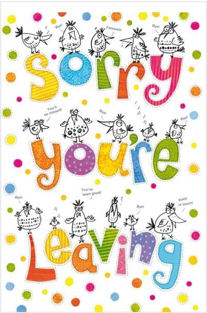 Paper Rose 'Sorry You're Leaving' Card - Large Size - Little Cartoon Birds Saying Farewell, Multicolor, 225 x 330 mm