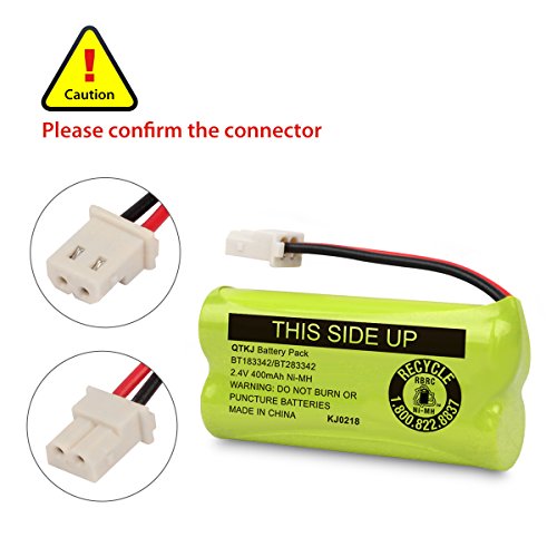 QTKJ Ni-MH 2.4V Cordless Phone Battery for VTech BT-166342 BT-266342 BT-162342 BT-262342 BT183342 BT-183342 CS6719 CS6114 Sanik 2SN-AAA40H-S-X2 AT&T CL80100 CL81100 Cordless Handsets (Pack of 6)