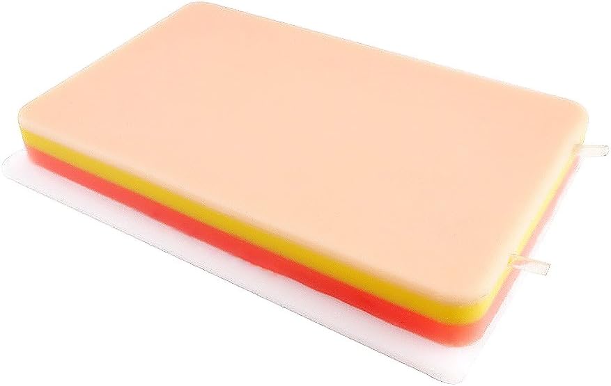 IDABAY Injection Puncture Blood Return Model Pad Suture Pad Silicone Simulation 3-Layer Human Skin Fat & Muscle Hyper-Realistic Med with Blood Vessel Stitch Human Anatomical Model for Medical Practic