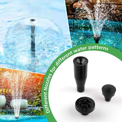 NATPOW Submersible Water Pump, 800L/H Mini Fountain Pump with RGB LED Lights Ultra-Quiet, 3M Cable Pond Pump with 4 Nozzles for Water Feature, Aquarium Fish Tank, Outdoor Fountain