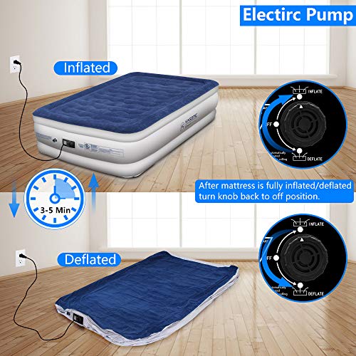 Kasonic Air Mattress Twin Size, Inflatable Airbed with Free Fitted Sheet & Carry Bag; Height 18''; Built-in ETL Listed Electric Pump Raised Air Bed; Easy Setup for Home Use/Office Relax/Camping