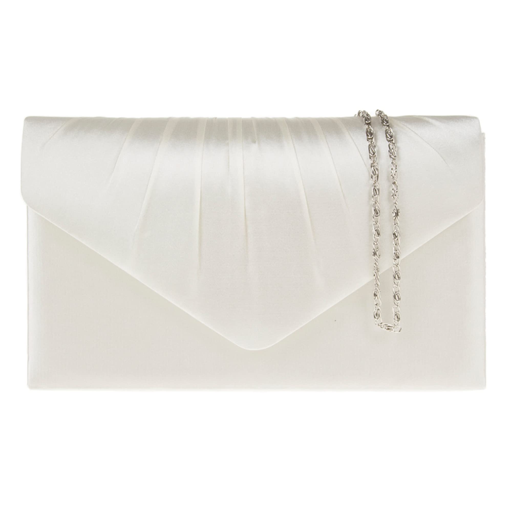 fi9® LADIES SATIN PARTY PROM BRIDAL EVENING CLUTCH HAND BAG PURSE HANDBAG (Ivory)