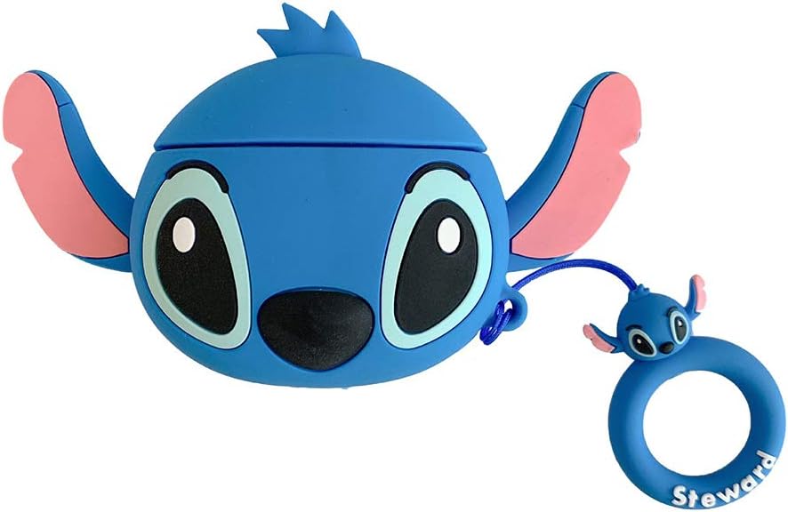 TXGOT Case Compatible with AirPods Pro Case 2019,Cute 3D Funny Cartoon Character Shock & Scratch-Resistant Silicone Airpod Pro Cover for AirPods Pro Charging Case (Ear Blue Stitch)