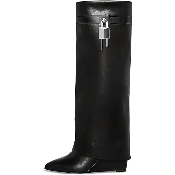 Yishaweiqi Botas De Mezclilla Plegables Para Mujer, Tacón De Aguja, Hasta La Rodilla, Punta Alta, Pantorrilla Ancha, Botas De Tiburón Para Otoño, Azul (Denim), 10