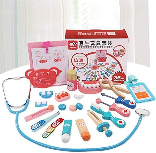Wooden Toys Doctor Set,Dentist Kit for Kids, Doctor Stethoscope Preschool Toys & Pretend Play Kids Educational Toy Smart Mom-Baby Item