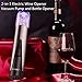 Electric Wine Bottle Opener Cordless 2-in-1 Vacuum Pump and Bottle Opener with Markable Wine Stopper, Foil Cutter and Collectible Recharging Base