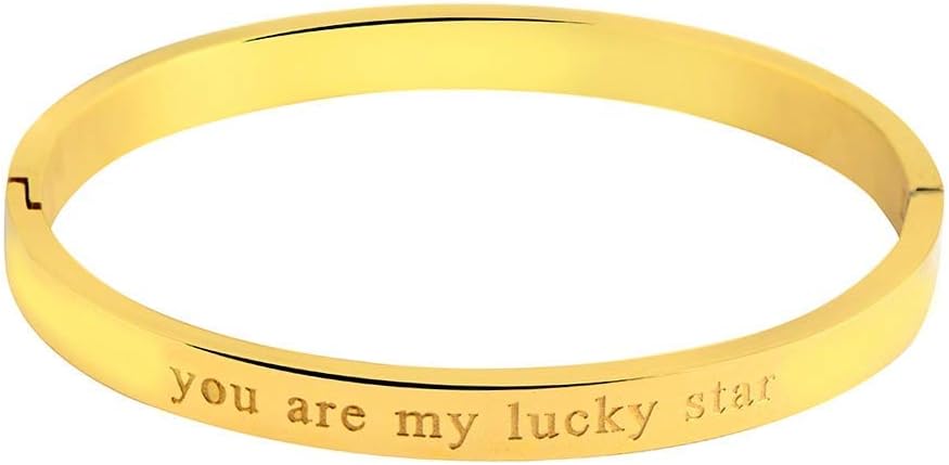 STRIPES Gold Rhodium Polish Stainless Steel Cuff Kada Bracelet for Girls/Women