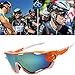 PLAYBOOK Cycling Road Mountain Glasses Goggles Eyewear Polarized Cycling Bicycle Sunglasses Oculos Gafas Ciclismo 3 Lens (White/Orange)