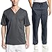 Cherokee Mens Luxe Scrub Set Medical/Dentist Uniform V-Neck Top, Drawstring Pant (Large, Pewter)