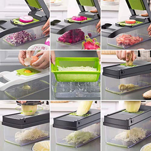 Vegetable Chopper Dicer, ENUOSUMA 8 in 1 Onion Chopper Vegetable Cutter Slicer Food Chopper for Vegetable Salad Cheese Fruit, Multi Kitchen Cutter with Egg Separator (Food Grade)