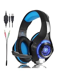 beexcellent GM-1 Gaming Headset para Xbox PS4 pc tablet Cellphone Stereo LED Backlit auricular con micrófono (Bule + negro), Azul