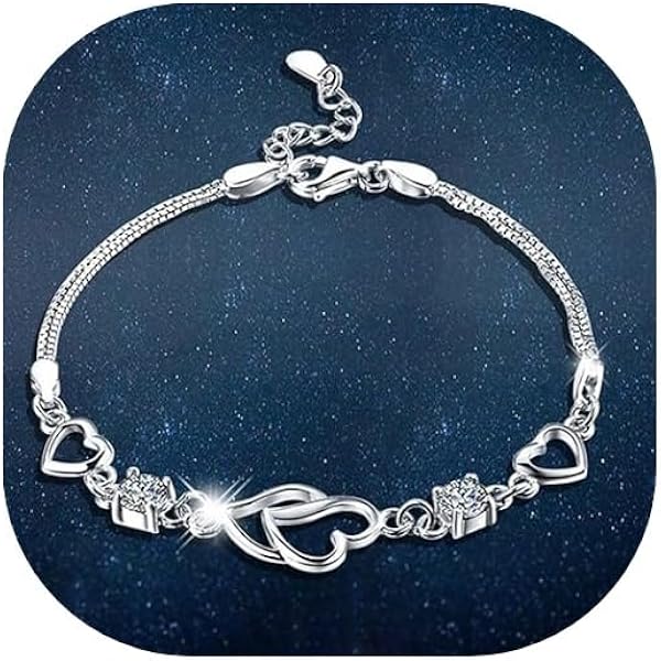 Pulsera De Plata De Ley 925 Con Forma De Corazón Y Cristal Para Mujer, Joyería De Moda