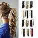 Wrap Around Synthetic Ponytail Clip in Hair Extensions One Piece Magic Paste Pony Tail Long Wavy Curly Soft Silky for Women Fashion and Beauty 17'' / 17 inch (light ash brown mix bleach blonde)