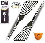 Fish Spatula, Nonstick Metal Oven Utensils, Premium Stainless Steel Slotted Turner With Flexible Blade For Frying, Turning, And Grilling Set Of 2