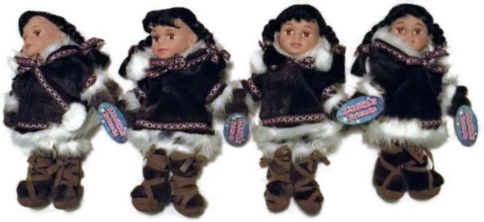 Set of 4 Alaskan Friends Traditional Alaskan Eskimo Doll with Fur Parka