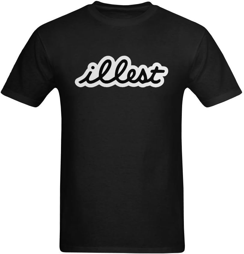 Seedit Men's Illest White And Black Logo Sticker Graphic Printed Art T-Shirt