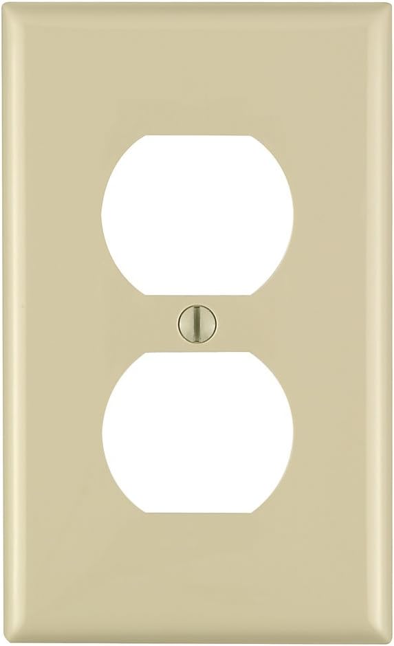 Leviton 80703-W 1-Gang Duplex Device Receptacle Wallplate, Standard Size, Thermoplastic Nylon, Device Mount, White, 1 Pack - Outlet Plates - 