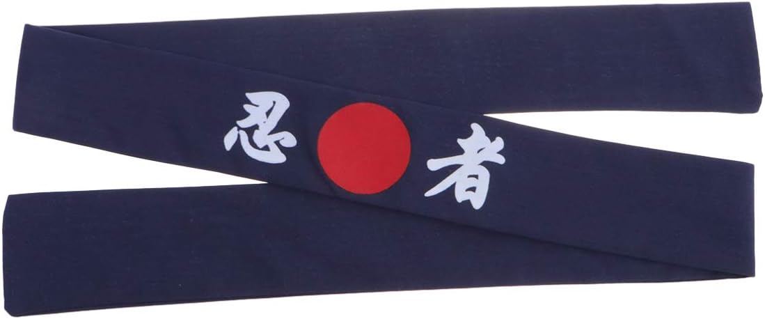 Minkissy Sunrise Kitchen Headband, Sunrise Kitchen Supply Tie Sushi Chef Headband Japanese Symbol Ninja Print