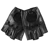 WARMEN Classic Mens Real Leather Motorcycle Driving Fingerless Backless Unlined Gloves