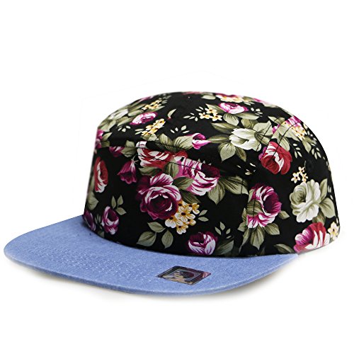 City Hunter Cn900 Rose Garden 5 Panel Hats - Black