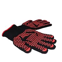 Royal Brands Grilling Gloves Heat Resistant Gloves BBQ Kitchen Oven Mitts Non-Slip Potholder for Barbecue Cooking Baking (Black w/Red Dots)