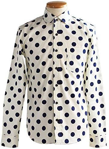 Amazon 日本製 大きい 水玉柄 長袖 シャツ ドット柄 レギュラー メンズ 01 M 07 ホワイト White シャツ 通販