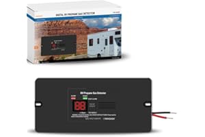 PANGAEA Digital RV Propane Gas Detector with 85dB Loud Alarm, DC 12V, for Trailer, Motorhome, Motorcoach (Flush Mount - Black)