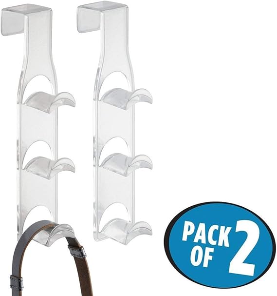 mDesign Perchero de Puerta Set x 2 - Colgador de Puerta Vertical con 3