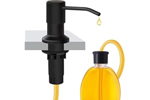 NVMTUUO Soap Dispenser for Kitchen Sink and Extension Tube Kit, Stainless Steel Countertop SoapDispenser with 47 Inches Tube Connects Directly to Soap Bottle, Hand and Dish Soap Dispenser Pump （Black）