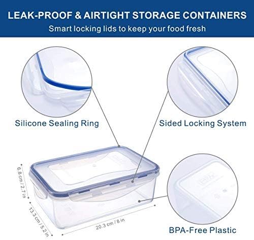 EASYLOCK 6 Pack Airtight Food Storage Container with Lids, Plastic Meal Prep Containers Reusable, 1.15L - Image 3