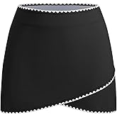 ZAFUL Women's Swim Skirt High Waisted Whip Stitch Bikini Bottoms Tummy Control Bathing Suit Bottom