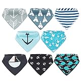 Baby Bibs,8 Packs Baby Bandana Drool Bibs, Unisex Stylish Design for Boys & Girls, Highly Absorbent Soft 100% Organic Cotton with Adjustable Snaps for Teething