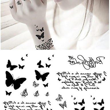 Fashion Personality Black Butterfly Tattoo Stickers Temporary Tattoos(1 pc)